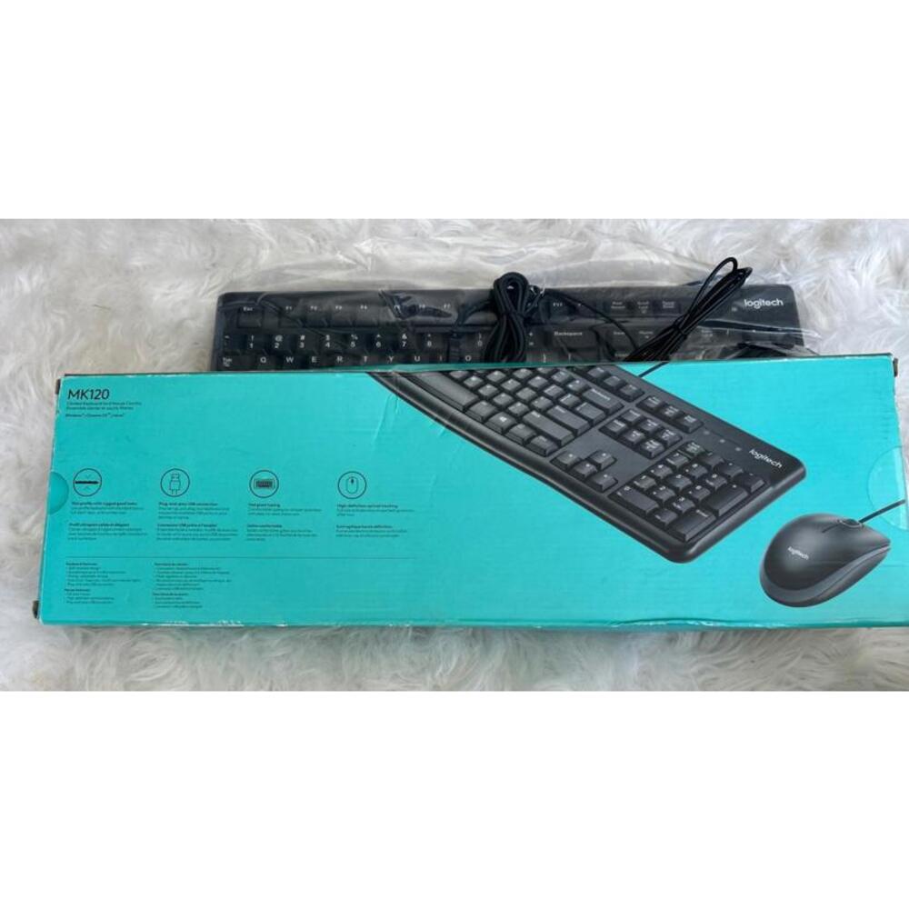 Logitech MK120 Plug & Play USB Keyboard & Mouse Black New Open Box Tested Works - Picture 3 of 7